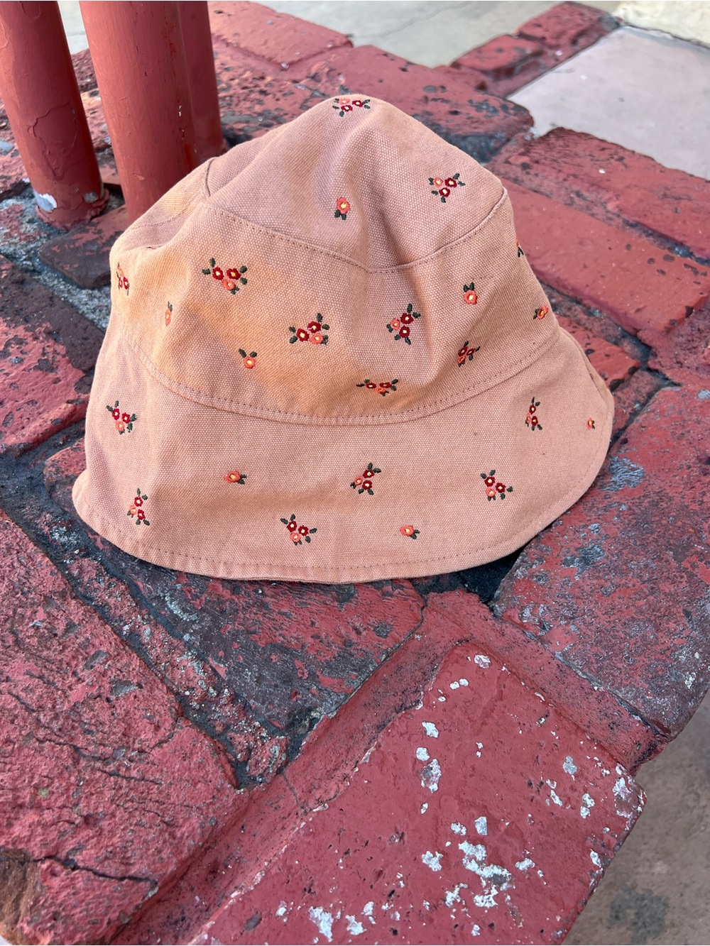 wild fable Peach Floral Embroidered Bucket Hat